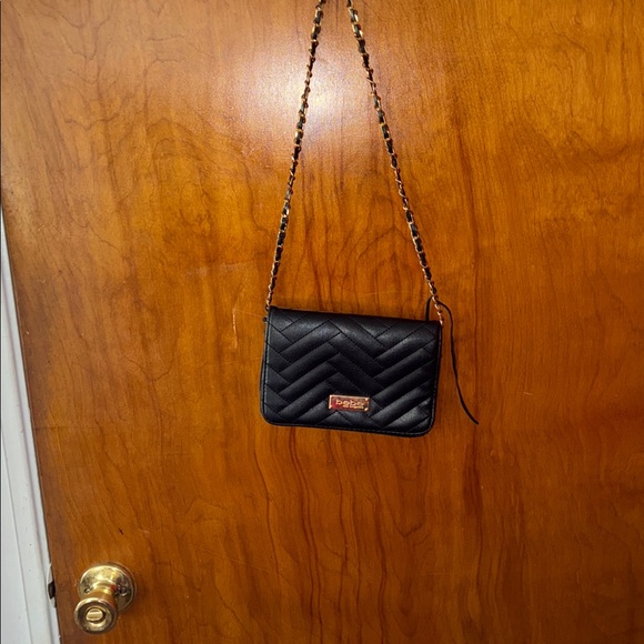 Bebe Black Quilted Bag with Gold Accent - Picture 1 of 4